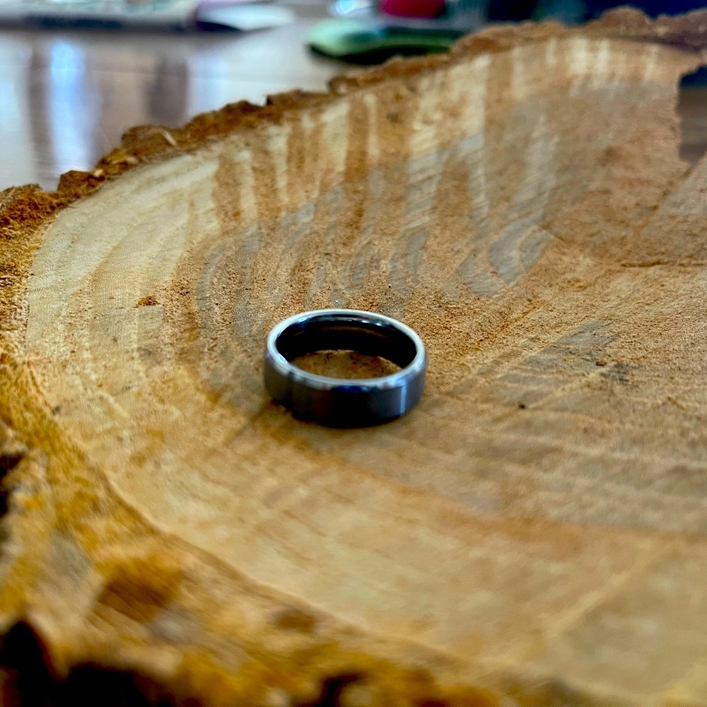 Tungsten metals men’s wedding ring size 7 engraved “Forever Yours”